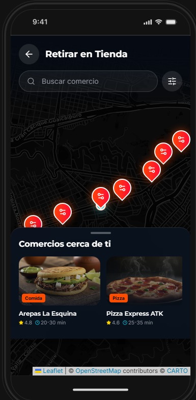 App del cliente — mapa de comercios